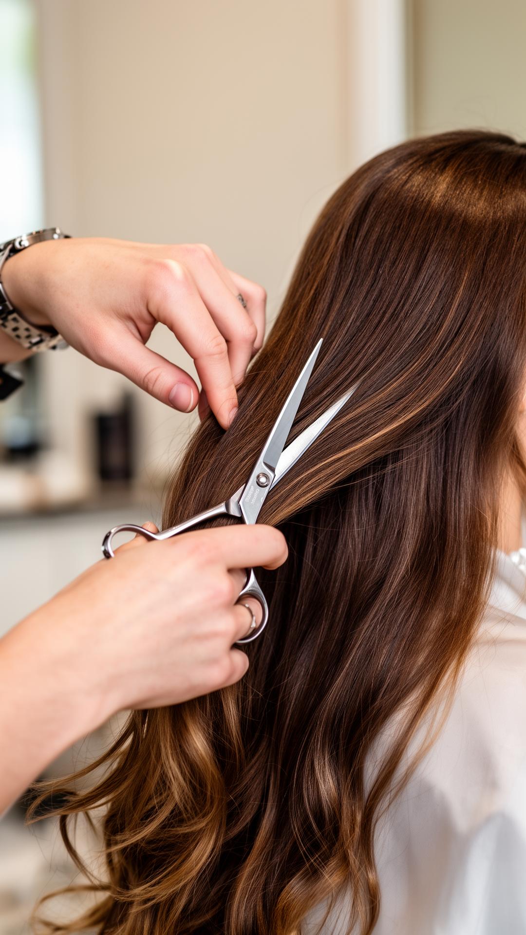 Friseurin schneidet Haare im Salon